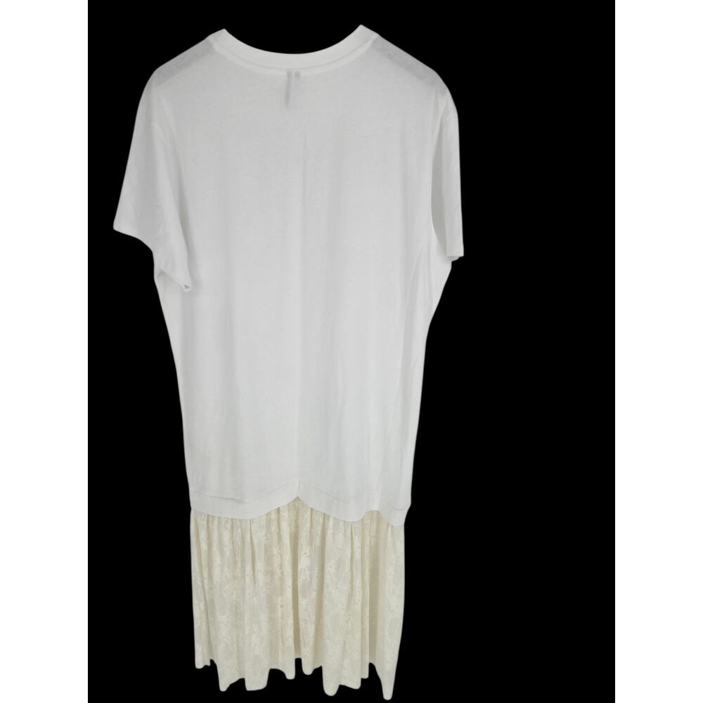 Anthropologie White T-Shirt Dress 100% Cotton Lace Layer Women's M New NWT - Picture 2 of 9